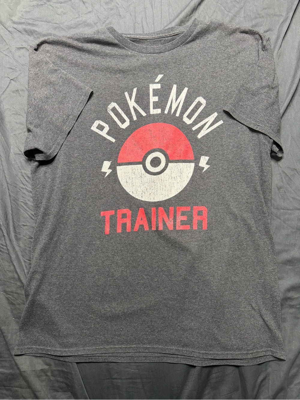 Pokemon Gray T-Shirt with Red and White Pokeball Trainer Graphic